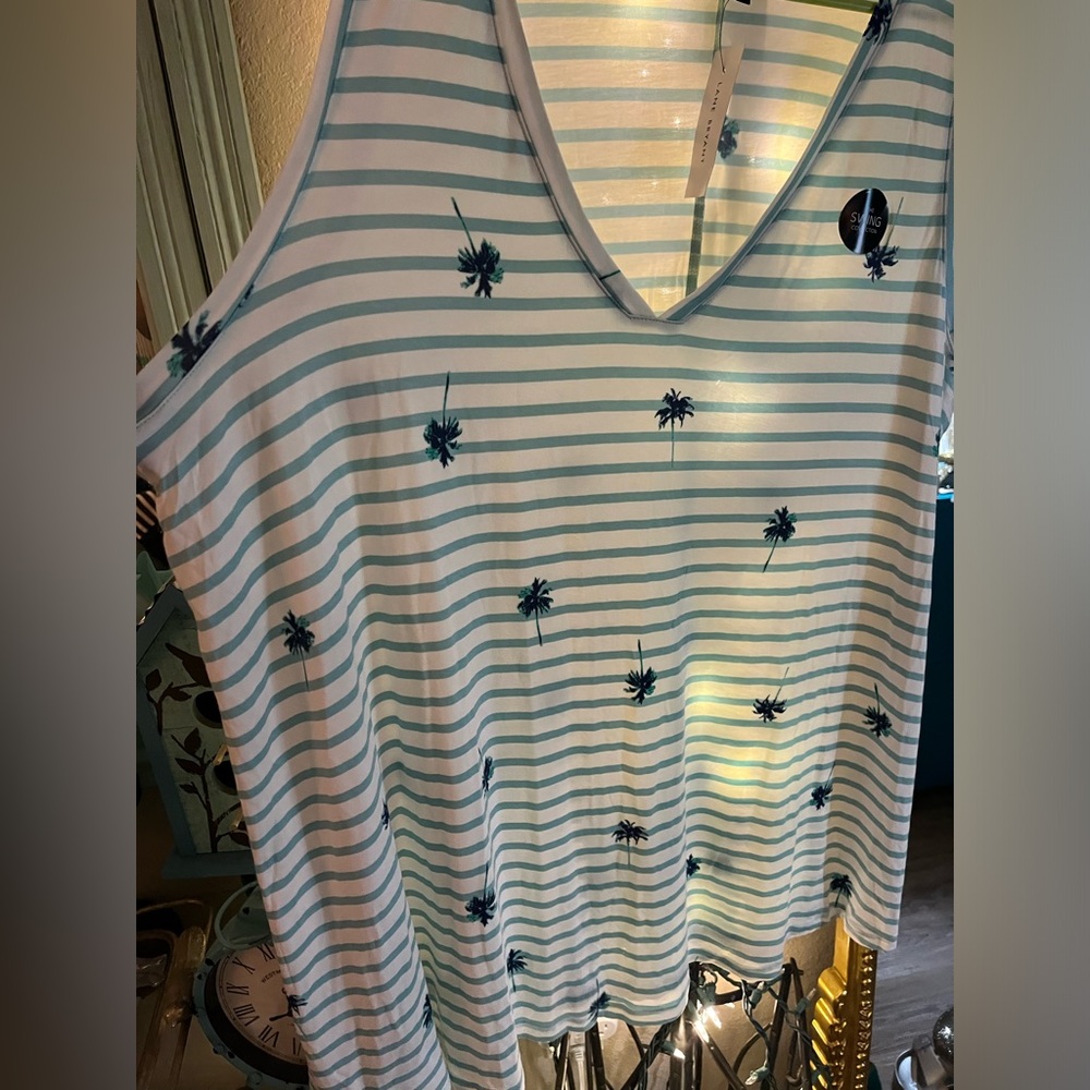 Lane Bryant Striped Palm Tree Tank Sz 22/24 - Picture 5 of 6